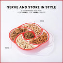 Oliveware Elegant Plastic Dry Fruit Tray with Airtight Lid, BPA Free, 5 Compartments (4x160 ml,1x100 ml), for Snacks and Dry Fruits - Red