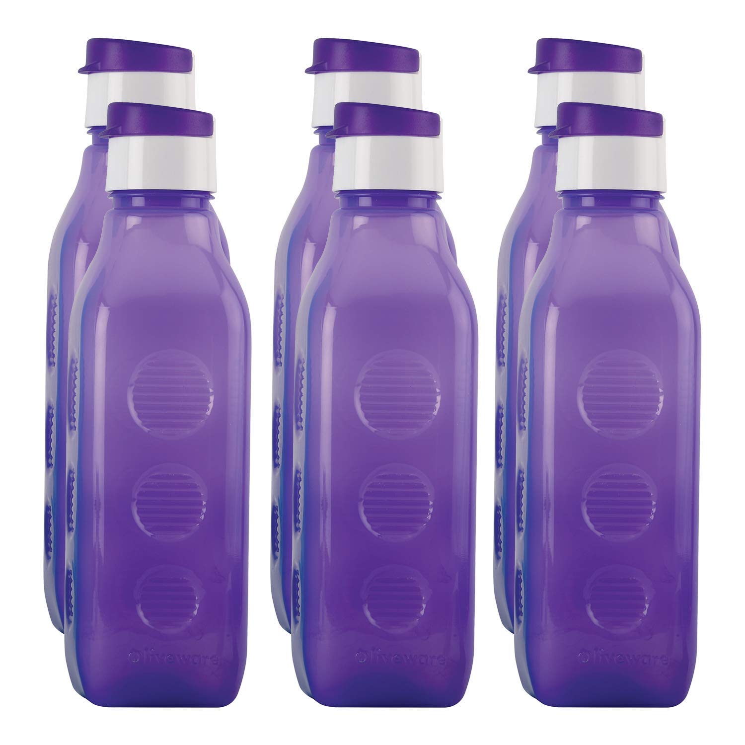 Oliveware Premium PET Water Bottle | SUPERIYA Range | Violet - Pack of 6 | 1 Litre Bottle | Better Grip | 1000 Ml Capacity | for Home & Office Use