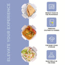 SOPL-OLIVEWARE Executive Glassware Lunchbox, Borosilicate Glass, Microwave & Freezer Safe, Set of 3 with BPA Free Lid (320ml) Each - Blue