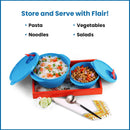 oliveware SOPL Micro Dynasty Food Storage Containers with Air Vent Lid, BPA-Free, Microwave Safe & Leak Proof, Set of 2 (2000L Big + 900 ml Small) - Blue