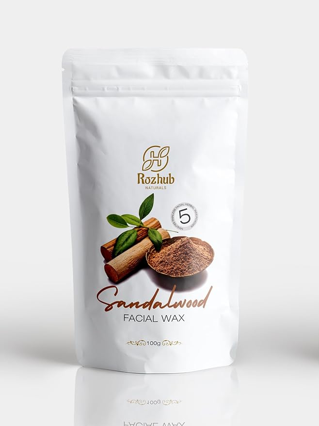 Rozhub Naturals Sandalwood Facial Wax Powder - Silky Smooth Skin Awaits - 100g