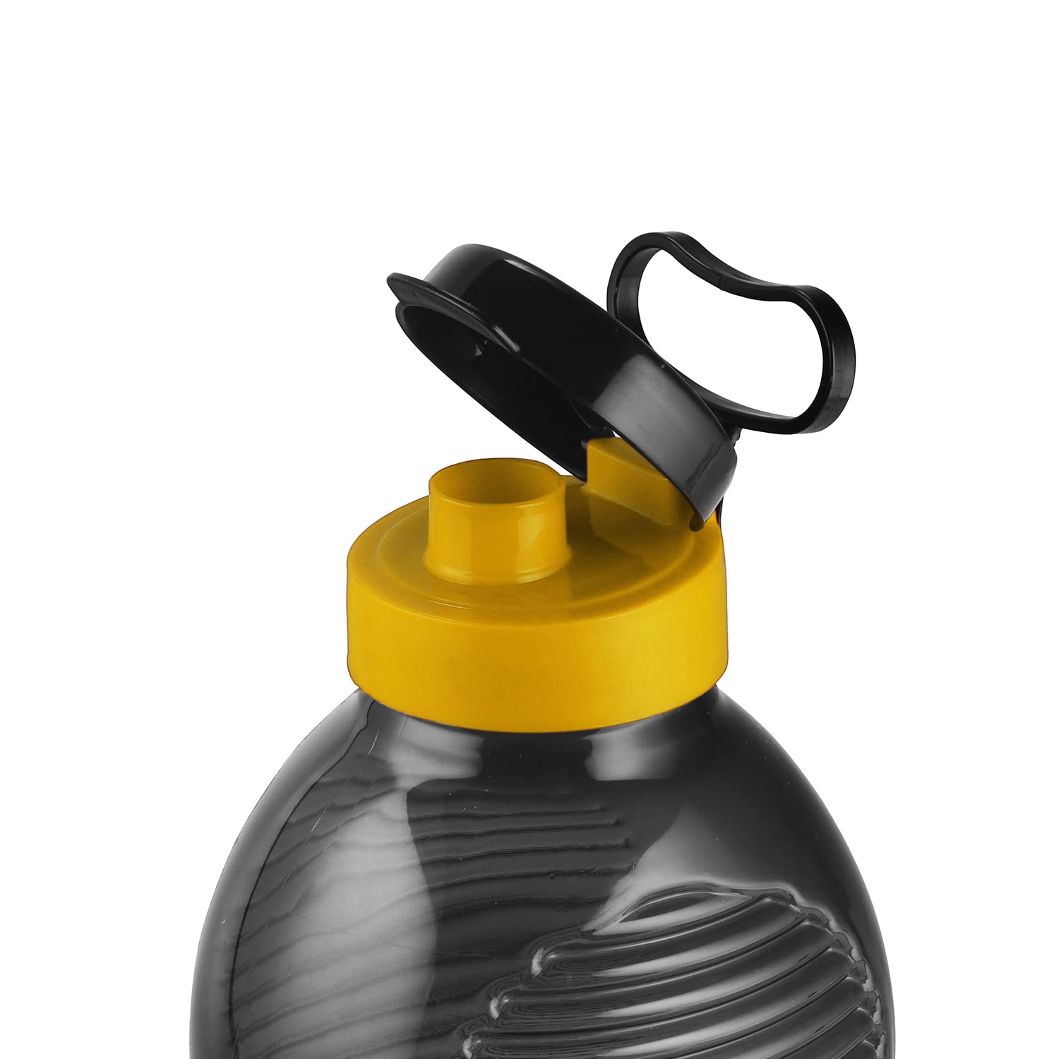 Oliveware King 2 Litre Water Bottle | For Home, Office & Gym | 2000 ML Jumbo Size | Sturdy with Holder | BPA Free Premium Bottle | Best Big 2L Bottle - Black Yellow