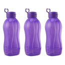 oliveware Jumbo 2 Litre Water Bottle, 100% Leak Proof, BPA Free Premium Plastic Bottle, for Home, Office & Gym, Sturdy with Holder, Pack of 3 (Voilet)