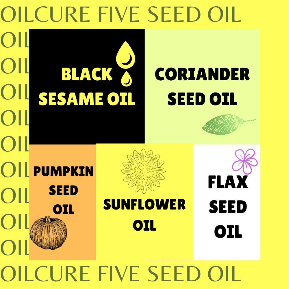 Oilcure Five Nectar Oil | 5 Seed Oil | 500 ml | Cold Pressed | Coriander, Sunflower, Pumpkin, Black Sesame & Flax Seed Oil