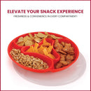oliveware Majestic Snaks & Dry Fruit Candy Tray with Airtight Lid, BPA Free Plastic, 4 compartments (4x300 ml), Store & Serve - Red