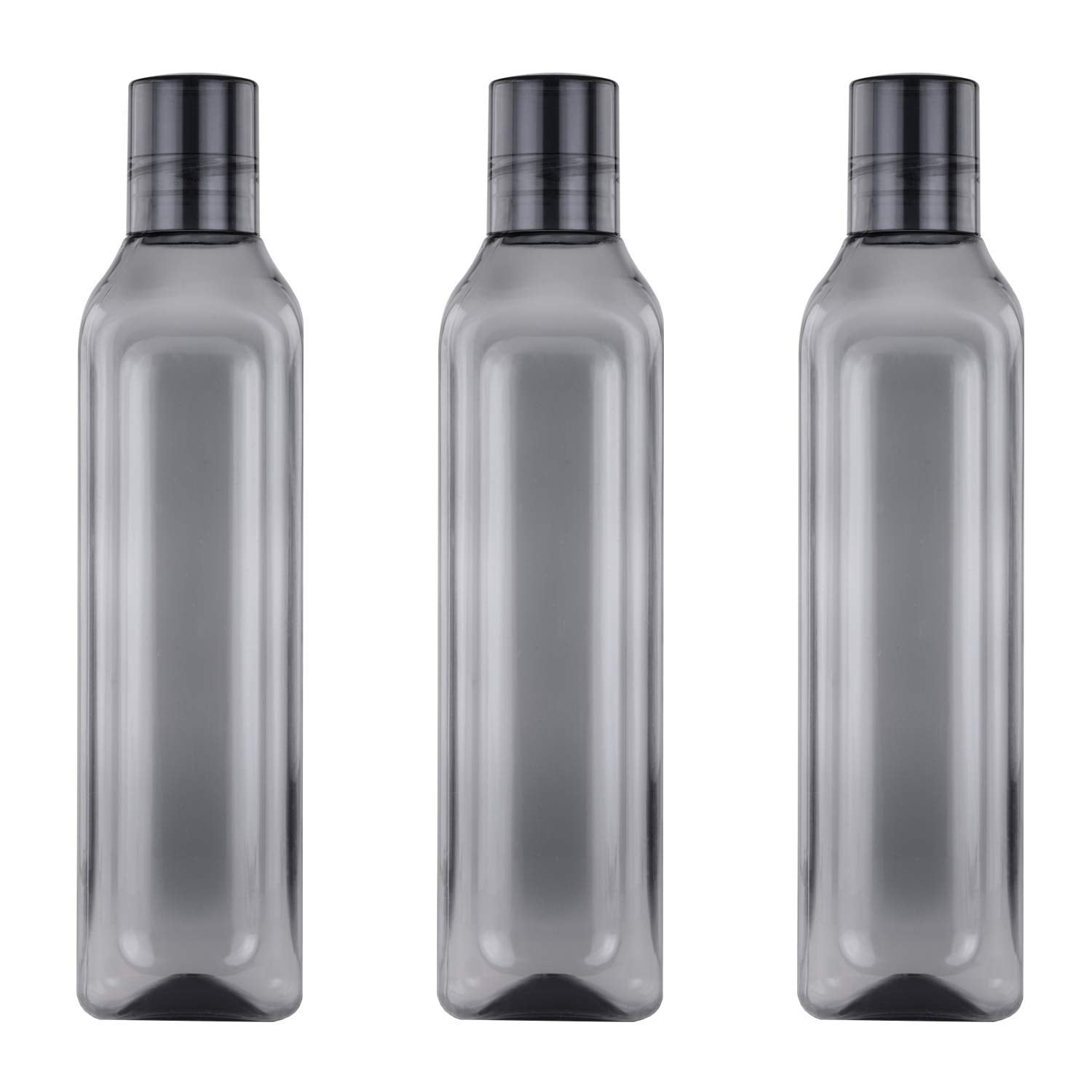 Oliveware Premium Plastic Water Bottle, 1L, Set of 3, Grey