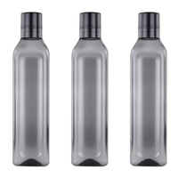 Oliveware Premium Plastic Water Bottle, 1L, Set of 3, Grey