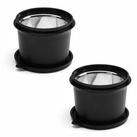 oliveware Benny Microwave Containers with BPA Free Airtight Lid, Stainless Steel Container, Leak Proof, Home & Office Use, Set of 2 (600ml) - Black