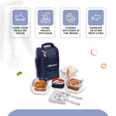 SOPL-OLIVEWARE Executive Glassware Lunchbox, Borosilicate Glass, Microwave & Freezer Safe, Set of 3 with BPA Free Lid (320ml) Each - Blue