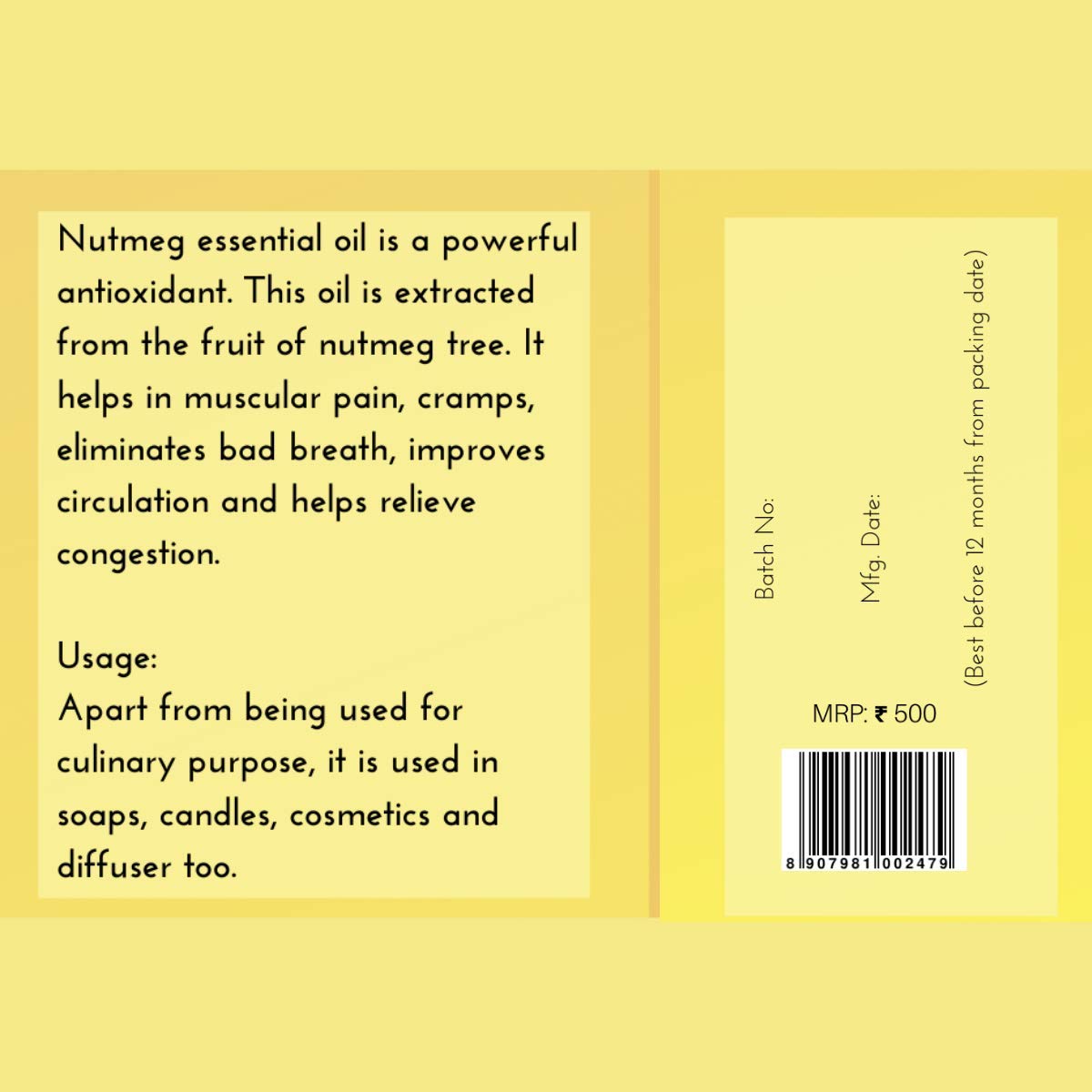 Oilcure Nutmeg Oil | 30 ml | Pure | Undiluted