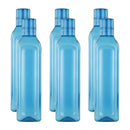 oliveware Premium Plastic Water Bottle, 1L, Set of 6, Blue