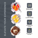 SOPL-OLIVEWARE Ivy Borosilicate Glassware Square Lunchbox, Napkin & Steel Spoon, Microwave Proof, 3 Cointainer with 320ml Each - Grey