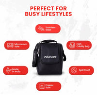 SOPL-OLIVEWARE Teso Lunch Box with Plastic Cutlery, 3 Microwave Safe Inner Steel Containers with BPA Free Lids(290ml, 450ml & 600ml), Plastic Pickle Box (130ml), Steel Water Bottle(750ml) - Red