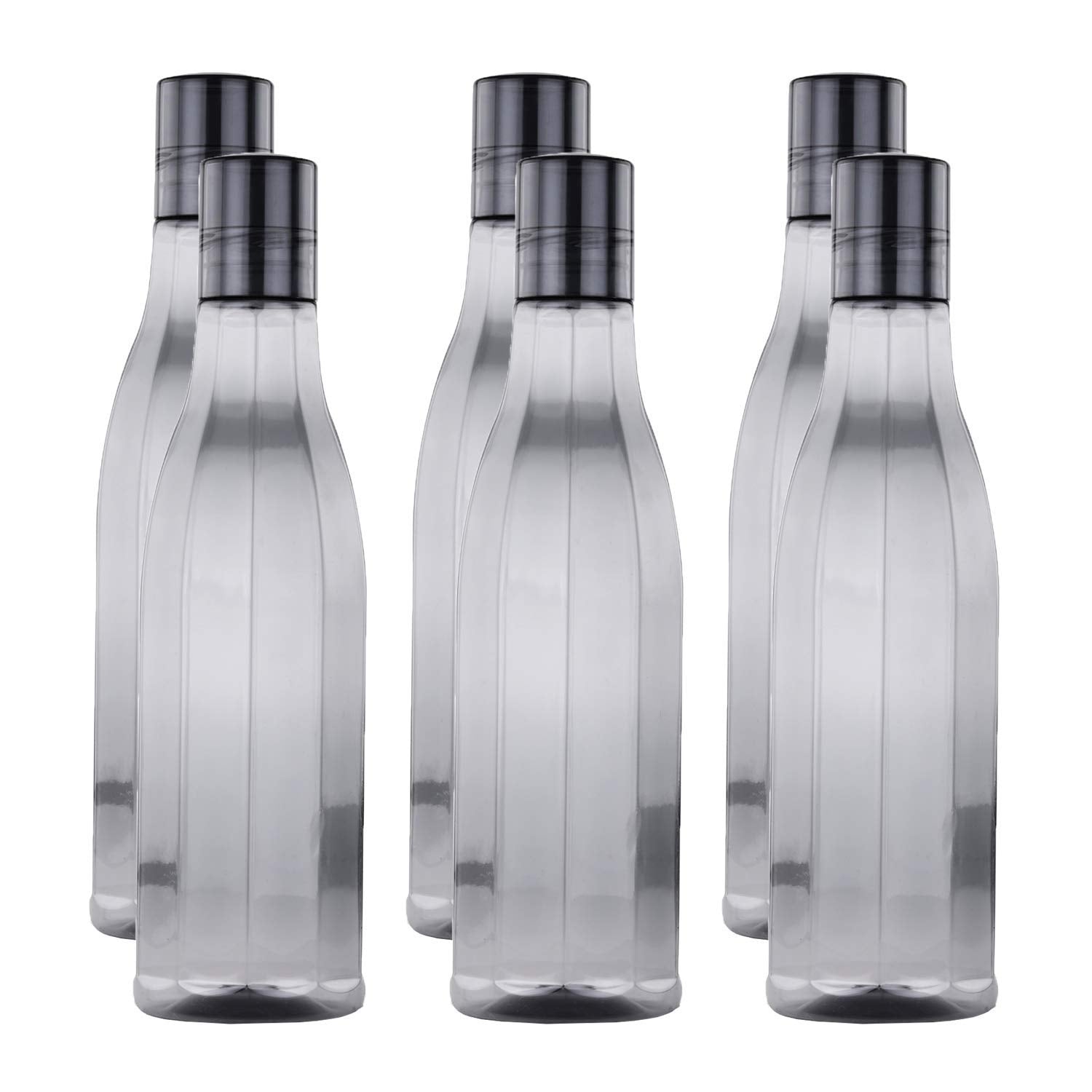 Oliveware Premium AKQUA Range Plastic Water Bottle, 1L, Set of 6, Grey