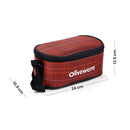 SOPL-OLIVEWARE Hazel Lunch Box, Leak Proof & Microwave Safe, 3 Stainless Steel Containers (450ml, 450ml, 550ml), Insulated Fabric Bag, Full Meal & Easy to Carry (Red)