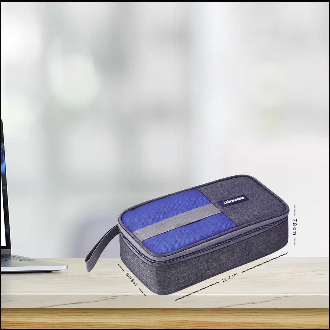 SOPL-OLIVEWARE Freshco Glassware Lunchbox, Borosilicate Glass & Microwave Proof, Safety Lock Airtight Lid, 2 Container with Steel Spoon (320ml) Each - Blue