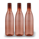 Oliveware Honeycomb Design Premium PET Water Bottle with Better Grip, BPA Free & 100% Leak Proof, 1 Litre Bottle, for Home & Office Use, Pack of 3 - Brown