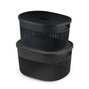 oliveware Black Bingo Basket BPA Free Stackable Storage Containers with Lids for Clothes & Toys, Set of 2-1 Big (5.2 L) +1 Small (3.4 L) plastic