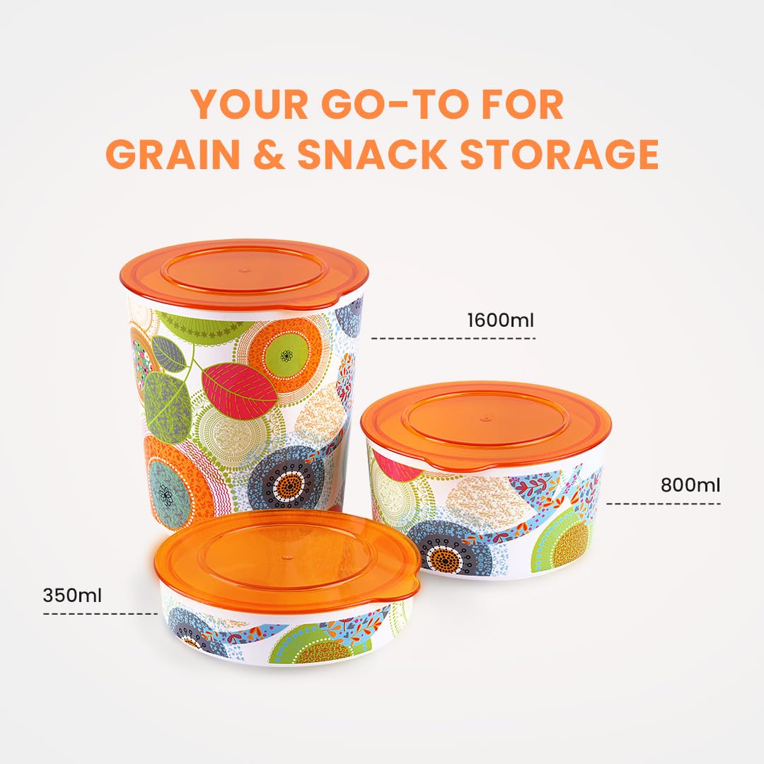 SOPL-OLIVEWARE Desire Food Container | Set of 3 Containers | Airtight | For Storing Spices, Snacks, Grains, Dals