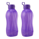 oliveware Jumbo 2 Litre Water Bottle, 100% Leak Proof, BPA Free Premium Plastic Bottle, for Home, Office & Gym, Sturdy with Holder, Pack of 2 (Voilet)
