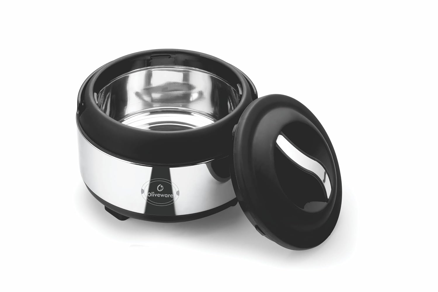 oliveware Glory Insulated Casserole | High Grade Stainless Steel | Insulated | Steel Interior | Puff Insulated Lid | Keeps Chapati, Food, Curry | Easy to Carry Handle | Sturdy Base | 2500 ml