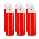 oliveware Hercules Water Bottle, BPA Free & Leak Proof, Durable Plastic, for Home & Office Use, With Easy Grip handle, 750 ml Capacity, Set of 6 (Red)