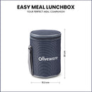 oliveware Easy Meal Plastic Lunch Box with Insulated Fabric Bag, BPA Free & Leak Proof, Set of 3 (290ml, 600ml, 600ml), Full Meal - Blue