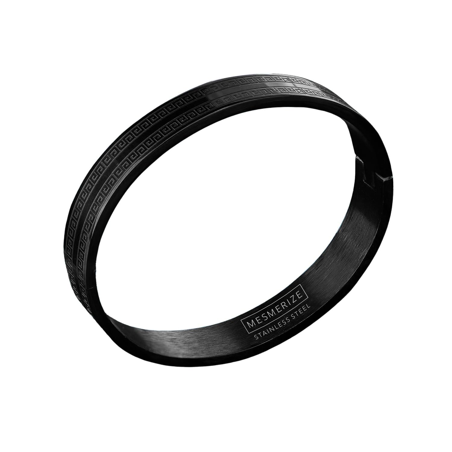 Black Atticus Kada Stainless Steel Openable Oval Kada Bracelet | Waterproof, Anti-tarnish, Rust-free, Skin friendly | 8 mm Bracelets for Men Bracelet
