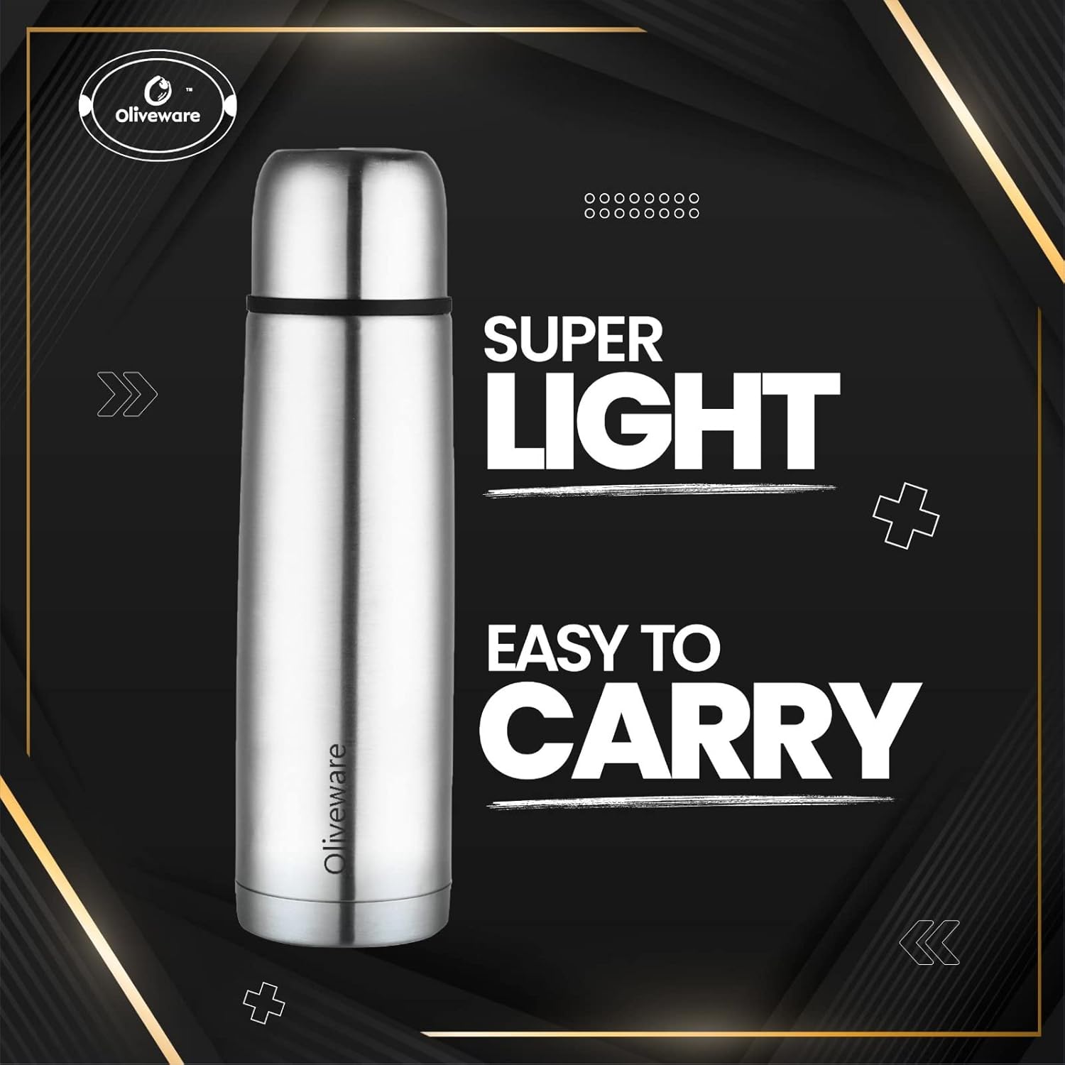 SOPL-OLIVEWARE Haze Vacuum Double Wall Bottle, Stainless Steel (750ml), Hot & Cold, Insulated Bottle, Fit for Indoor & Outdoors - Silver