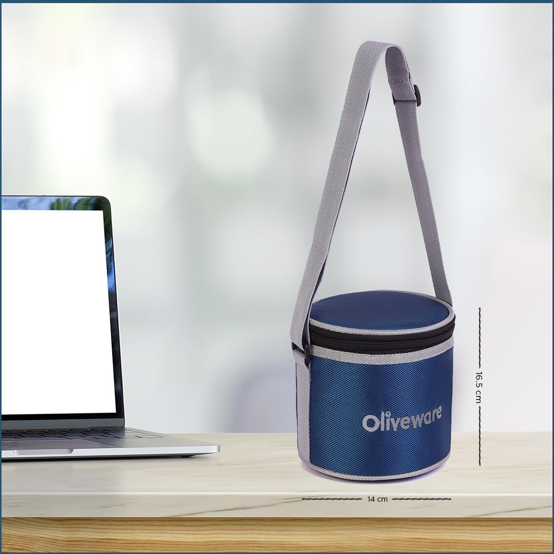 SOPL-OLIVEWARE Bold Glassware Lunchbox, Borosilicate Glass Containers, Microwave Safe & Leak Proof, Set of 2 with BPA Free (400ml) Each - Blue