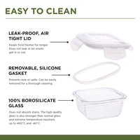 SOPL-OLIVEWARE Feast Glassware Square Lunchbox, Borosilicate Glass Containers, Microwave Safe & Leak Proof, 2 Containers with BPA Free Lids (320ml) Each - Red