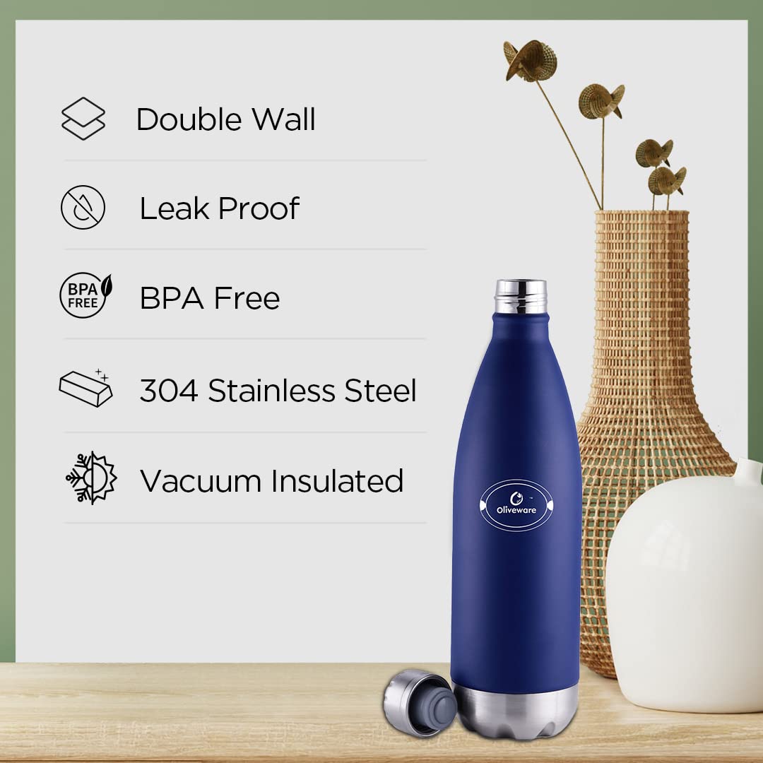 SOPL-OLIVEWARE Camo Vacuum Double Wall Bottle, Stainless Steel (1000ml), Hot & Cold, Insulated Bottle, Fit for Indoor & Outdoors - Blue