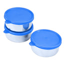 oliveware Magic Storage Containers, 100% Leak Proof and Spill Proof, 2 Stainless Steel Containers with BPA Free Airtight Lid (450ml Each) - Blue