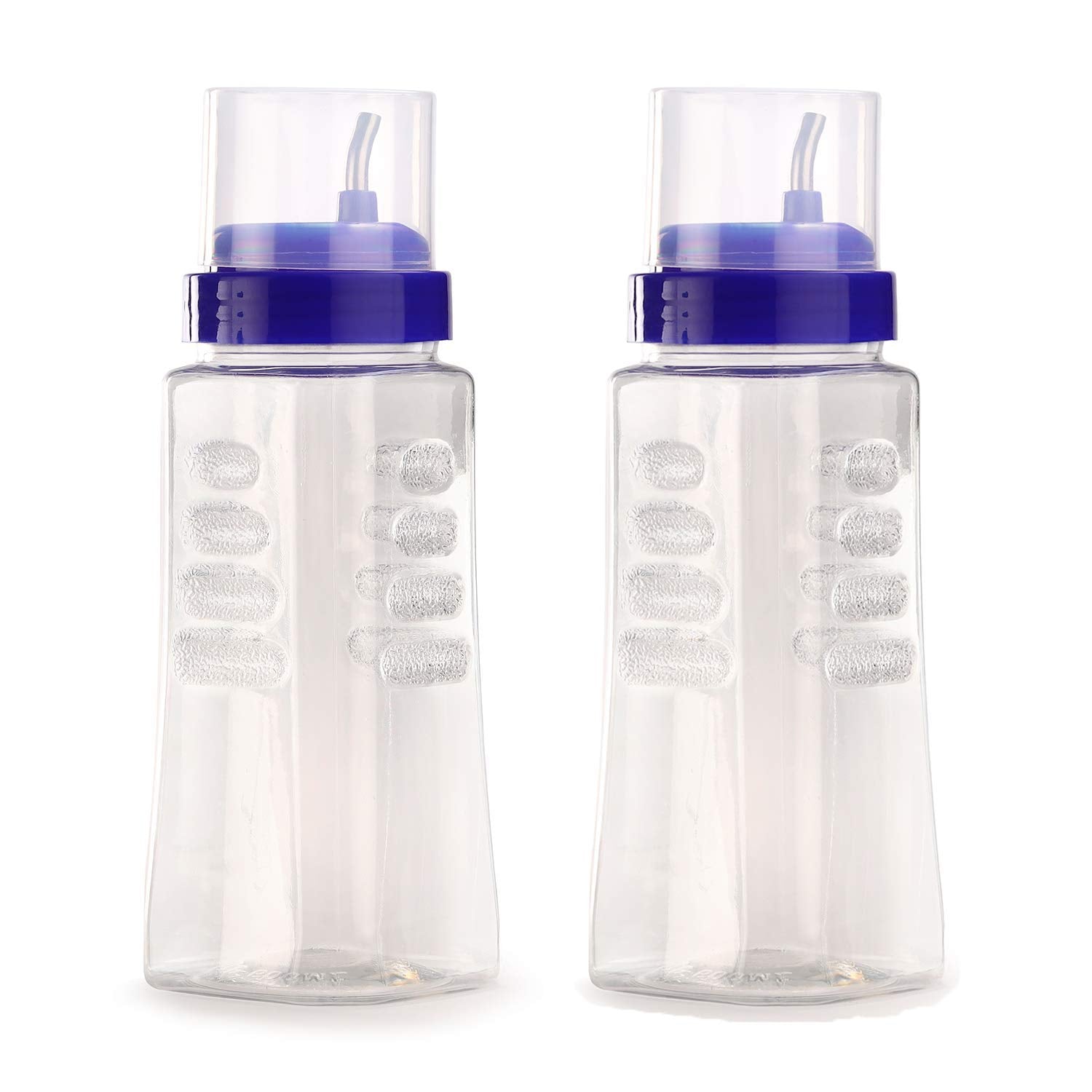 oliveware Oil Dispenser | Easy to Pour | Leak-Proof | Oil Container Transparent | 500 Ml Capacity | Pack of 2 | Anti Skid & No Spill Bottle - Blue