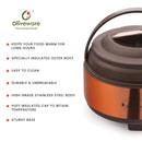 oliveware SOPL (Logo) with Device Glory Sturdy Base High Grade Classic Insulated Casserole with Insulated Lid, Stainless Steel, Easy to Carry Handle (Copper, Brown, 1200 ml)