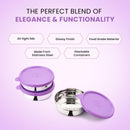 SOPL-OLIVEWARE Magic Storage Container, 100% Leak Proof & BPA Free Lid, Dishwasher Safe, 3 Stainless Steel Containers with 300 ml Each - Voilet