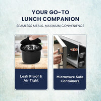 SOPL-OLIVEWARE Executive Lunch Box Series, Microwave Safe & Leak Proof, 3 Inside Steel Container with BPA Free Airtight Lid (290ml, 450ml & 600ml), Plastic Pickle Box (130ml), Steel Cutlery - Blue