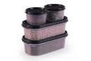Oliveware Modular Storage Containers with Airtight Lid, BPA Free, For Pulses, Rice, Dal & Atta, Set of 4 (2x600ml, 2x180ml) - Black
