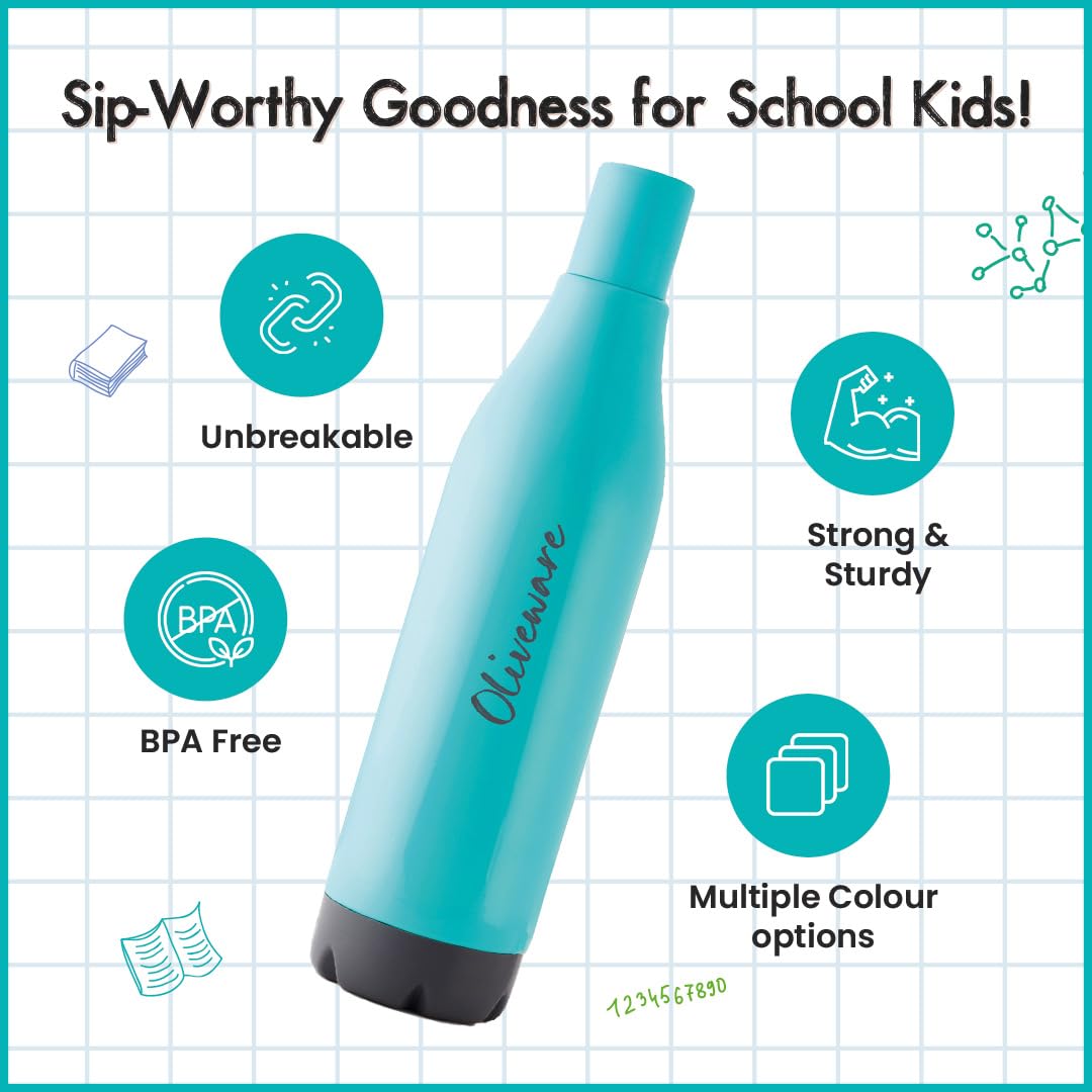 SOPL-OLIVEWARE Rivo Water Bottle | For Home, Office & Gym use | Pack of 1 | Better Grip | 1000 ml Water Bottle - Blue