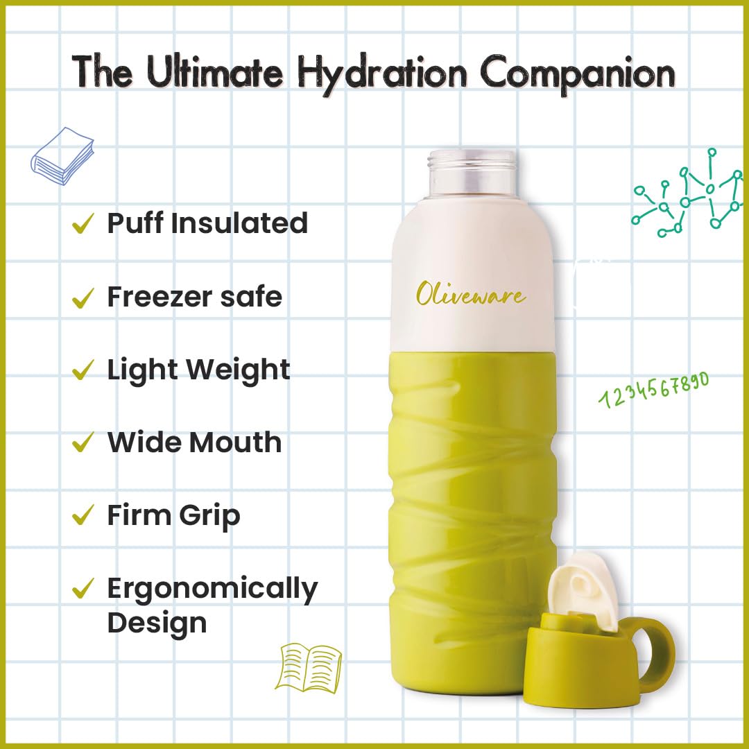 SOPL-OLIVEWARE Smash Water Bottle with Better Grip, 500 ml Bottle, BPA Free & Leak Proof, For Home, Office & Gym use - Green