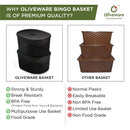 oliveware Bingo Basket BPA Free Stackable Storage Containers with Lids for Clothes & Toys, Set of 2 Big (5.2 L) Each - Black