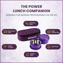 SOPL-OLIVEWARE Deniz Lunch Box, 2 Stainless Steel Containers (450 ml Each), Leak Proof & Microwave Safe, Insulated Fabric Bag, Full Meal & Easy to Carry (Voilet)