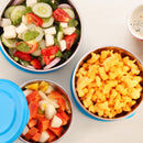 SOPL-OLIVEWARE Tulip Storage Containers, Microwave Safe & Leak Proof, Store & Serve, 3 Stainless Steel Containers with BPA Free Airtight Lid (500ml,800ml & 1250) - Blue