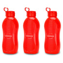oliveware King BPA-free Plastic Water Bottle with Carry Handle for Fridge Home & Office Use - Set of 3 (Red, 2 L)