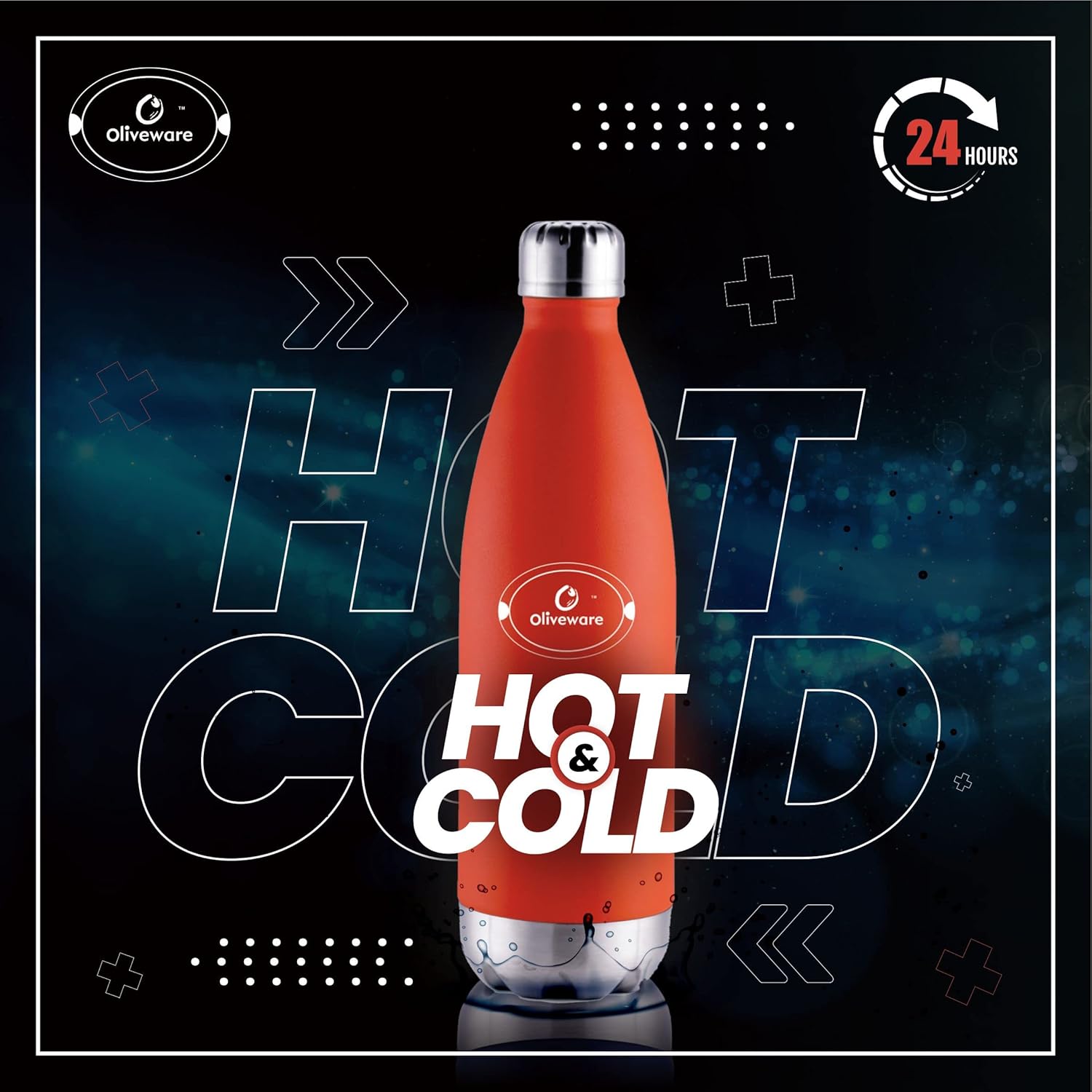 SOPL-OLIVEWARE Sigma Vacuum Double Wall Bottle, Stainless Steel, Hot & Cold, Insulated Bottle, Fit for Indoor & Outdoors (500 Ml, Orange)