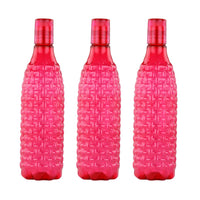oliveware Premium Plastic Water Bottle, 1L, Set of 3, Pink
