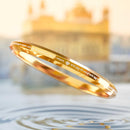 Gold Waheguru Ji Da Khalsa MicroCarved Punjabi Kada Stainless Kada For Everyday Wear | Gloss Finish