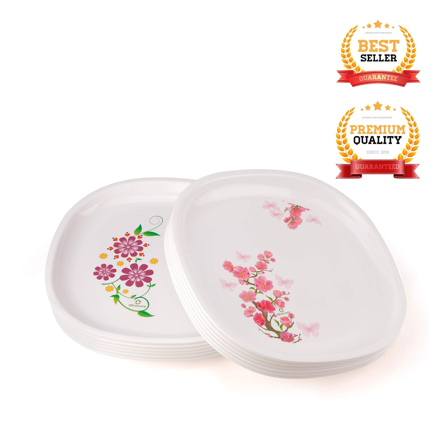 oliveware Set of 6 Square Printed Plate Big Purple