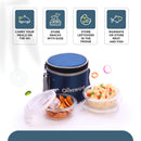 SOPL-OLIVEWARE Bold Glassware Lunchbox, Borosilicate Glass Containers, Microwave Safe & Leak Proof, Set of 2 with BPA Free (400ml) Each - Blue