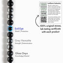Protective Evil Eye Hematite Natural Stone Bracelet with Magsnap |Certified Natural Healing Stones for Protection & Balance